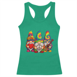 Three Hippie Gnomes Peace Retro Tie Dye Flower Racerback Tank Top TS11 Irish Green Print Your Wear