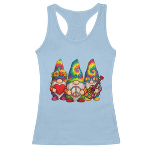 Three Hippie Gnomes Peace Retro Tie Dye Flower Racerback Tank Top TS11 Light Blue Print Your Wear