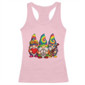 Three Hippie Gnomes Peace Retro Tie Dye Flower Racerback Tank Top TS11 Light Pink Print Your Wear