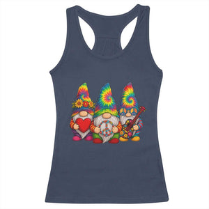Three Hippie Gnomes Peace Retro Tie Dye Flower Racerback Tank Top TS11 Navy Print Your Wear