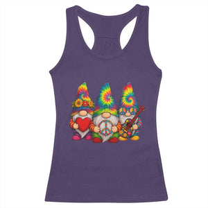 Three Hippie Gnomes Peace Retro Tie Dye Flower Racerback Tank Top TS11 Purple Print Your Wear