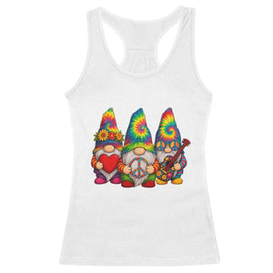 Three Hippie Gnomes Peace Retro Tie Dye Flower Racerback Tank Top TS11 White Print Your Wear