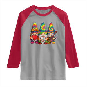 Three Hippie Gnomes Peace Retro Tie Dye Flower Raglan Shirt TS11 Sport Gray Red Print Your Wear