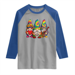 Three Hippie Gnomes Peace Retro Tie Dye Flower Raglan Shirt TS11 Sport Gray Royal Print Your Wear