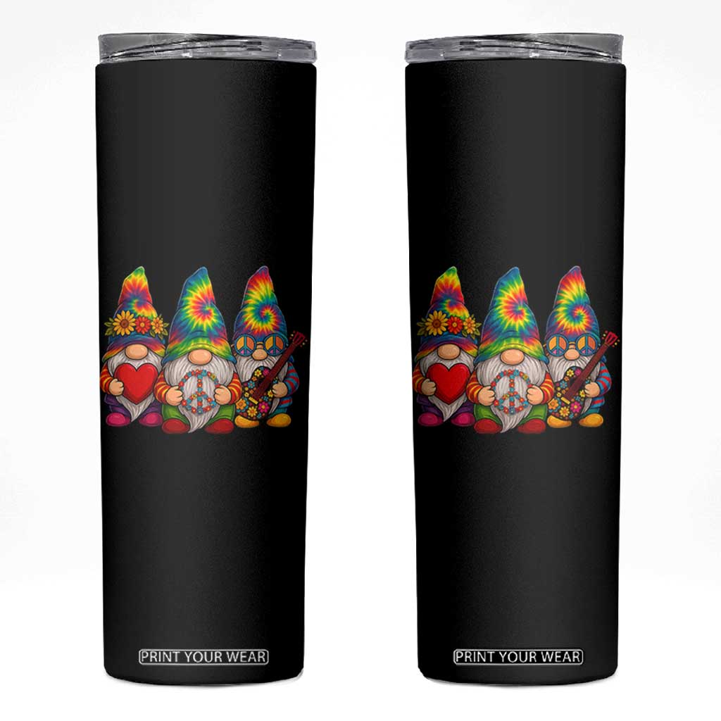 Three Hippie Gnomes Peace Retro Tie Dye Flower Skinny Tumbler TS11 Black Print Your Wear