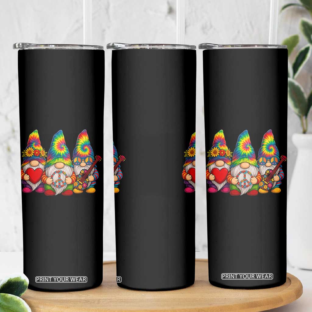 Three Hippie Gnomes Peace Retro Tie Dye Flower Skinny Tumbler TS11 Print Your Wear