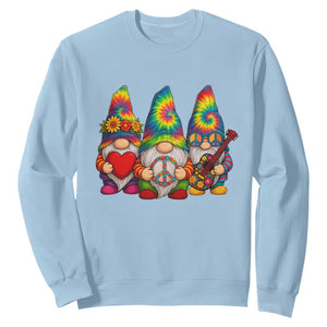 Three Hippie Gnomes Peace Retro Tie Dye Flower Sweatshirt TS11 Light Blue Print Your Wear
