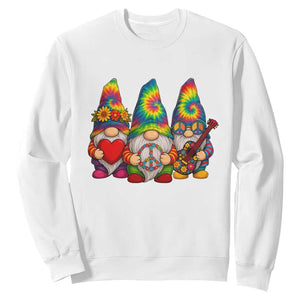 Three Hippie Gnomes Peace Retro Tie Dye Flower Sweatshirt TS11 White Print Your Wear