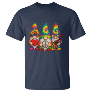 Three Hippie Gnomes Peace Retro Tie Dye Flower T Shirt TS11 Navy Print Your Wear