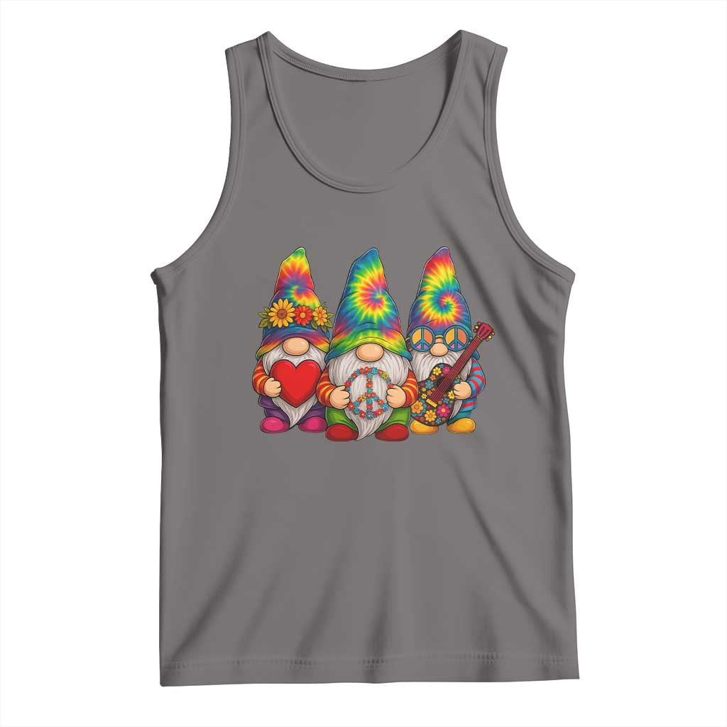 Three Hippie Gnomes Peace Retro Tie Dye Flower Tank Top TS11 Deep Heather Print Your Wear