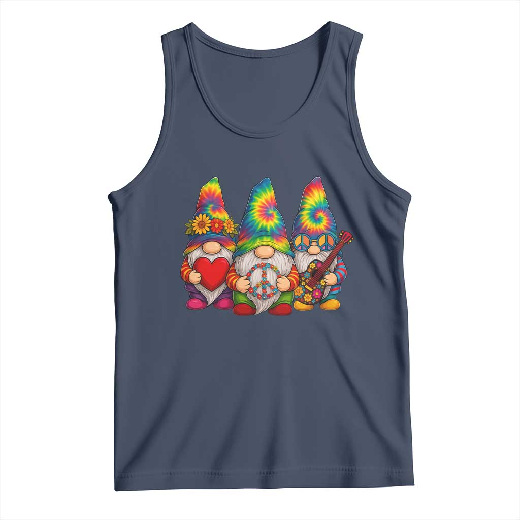 Three Hippie Gnomes Peace Retro Tie Dye Flower Tank Top TS11 Navy Print Your Wear