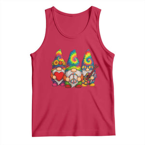 Three Hippie Gnomes Peace Retro Tie Dye Flower Tank Top TS11 Red Print Your Wear