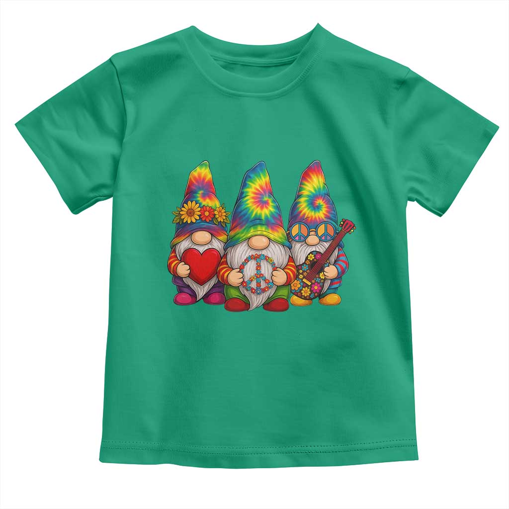 Three Hippie Gnomes Peace Retro Tie Dye Flower Toddler T Shirt TS11 Irish Green Print Your Wear