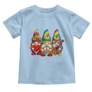Three Hippie Gnomes Peace Retro Tie Dye Flower Toddler T Shirt TS11 Light Blue Print Your Wear