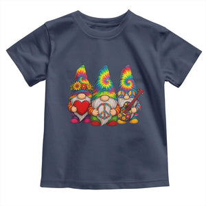 Three Hippie Gnomes Peace Retro Tie Dye Flower Toddler T Shirt TS11 Navy Print Your Wear