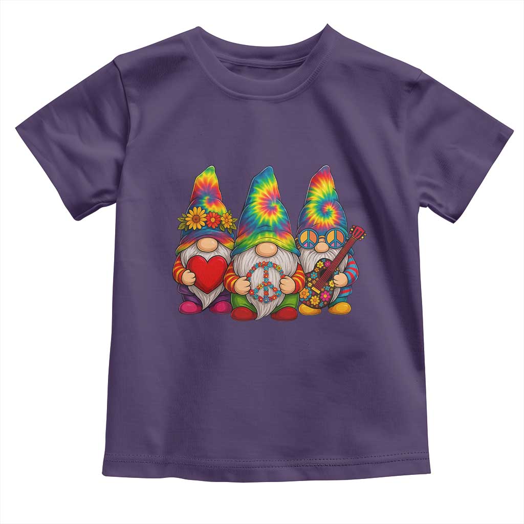Three Hippie Gnomes Peace Retro Tie Dye Flower Toddler T Shirt TS11 Purple Print Your Wear