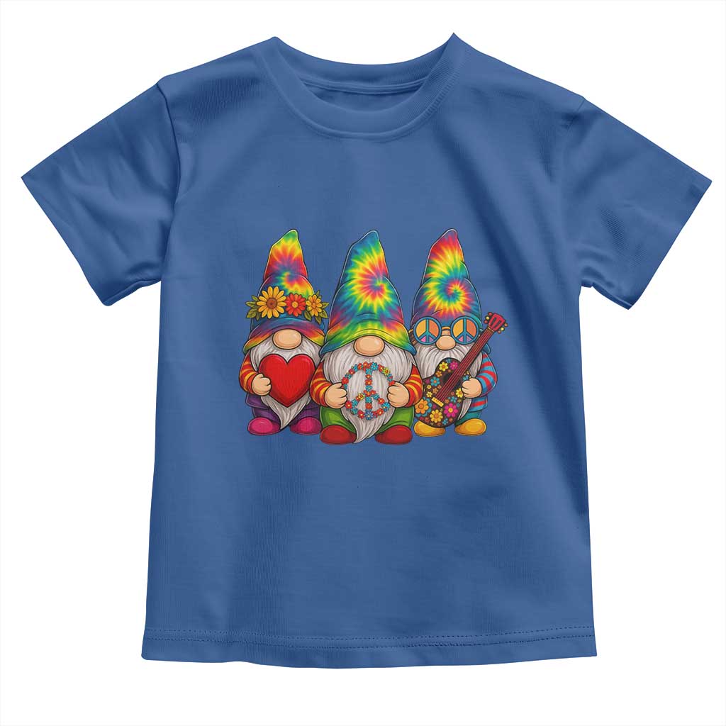 Three Hippie Gnomes Peace Retro Tie Dye Flower Toddler T Shirt TS11 Royal Blue Print Your Wear