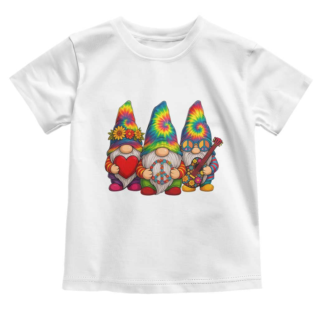 Three Hippie Gnomes Peace Retro Tie Dye Flower Toddler T Shirt TS11 White Print Your Wear
