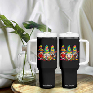 Three Hippie Gnomes Peace Retro Tie Dye Flower Tumbler With Handle TS11 Print Your Wear