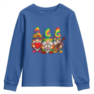 Three Hippie Gnomes Peace Retro Tie Dye Flower Youth Sweatshirt TS11 Royal Blue Print Your Wear