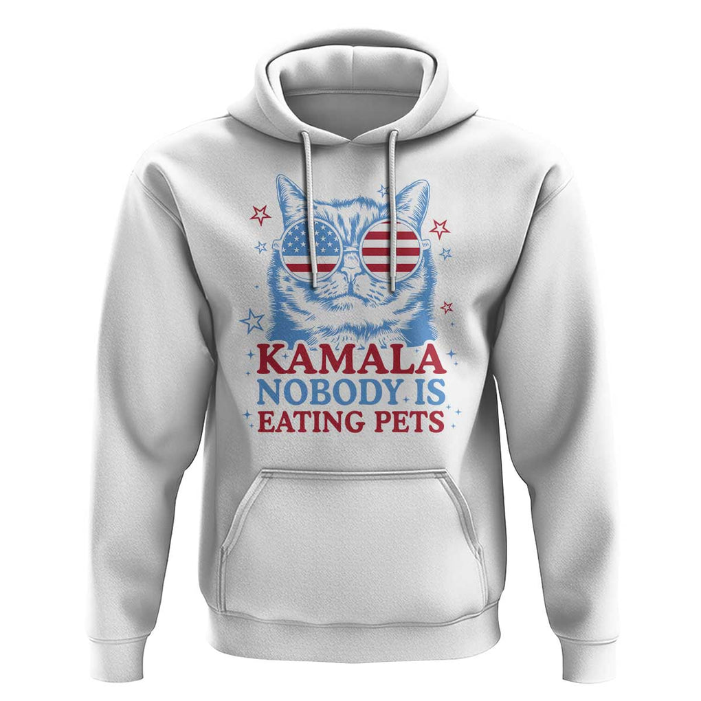 Harris Supporter Hoodie Kamala Nobody Is Eating Pets American Flag Cat TS11 White Print Your Wear