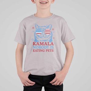 Harris Supporter T Shirt For Kid Kamala Nobody Is Eating Pets American Flag Cat TS11 Ice Gray Print Your Wear