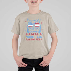 Harris Supporter T Shirt For Kid Kamala Nobody Is Eating Pets American Flag Cat TS11 Sand Print Your Wear