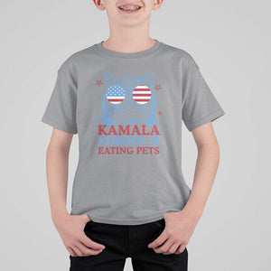 Harris Supporter T Shirt For Kid Kamala Nobody Is Eating Pets American Flag Cat TS11 Sport Gray Print Your Wear