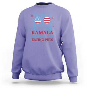 Harris Supporter Sweatshirt Kamala Nobody Is Eating Pets American Flag Cat TS11 Violet Print Your Wear