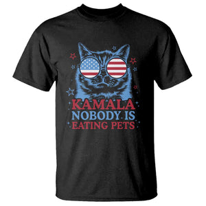 Harris Supporter T Shirt Kamala Nobody Is Eating Pets American Flag Cat TS11 Black Print Your Wear