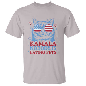 Harris Supporter T Shirt Kamala Nobody Is Eating Pets American Flag Cat TS11 Ice Gray Print Your Wear
