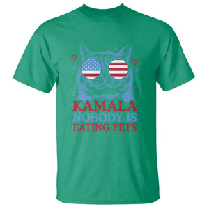 Harris Supporter T Shirt Kamala Nobody Is Eating Pets American Flag Cat TS11 Irish Green Print Your Wear