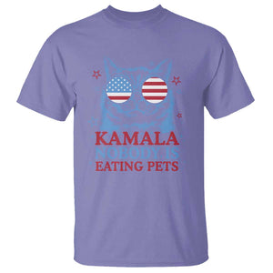 Harris Supporter T Shirt Kamala Nobody Is Eating Pets American Flag Cat TS11 Violet Print Your Wear