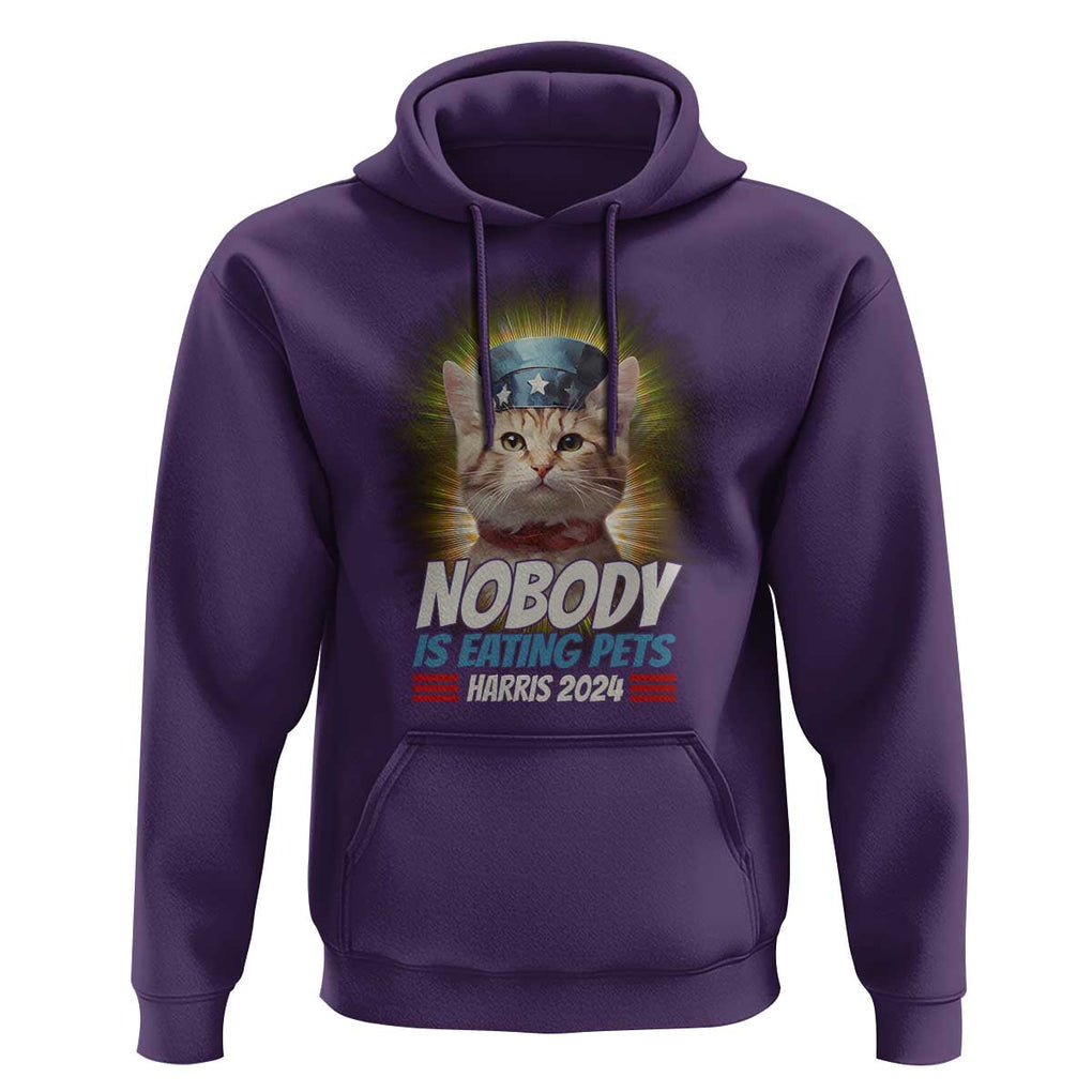 Harris 2024 Hoodie Nobody Is Eating Pets American Flag Cat Hat TS11 Purple Print Your Wear