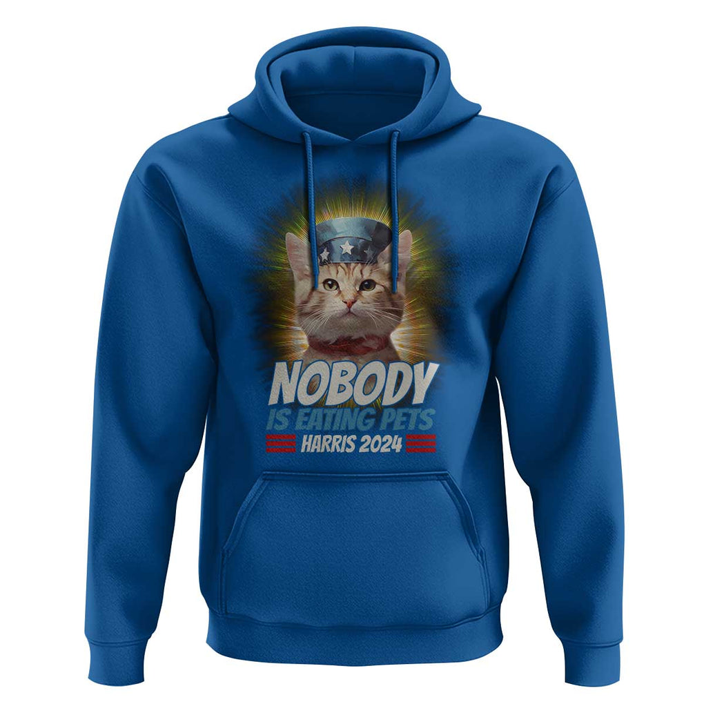 Harris 2024 Hoodie Nobody Is Eating Pets American Flag Cat Hat TS11 Royal Blue Print Your Wear