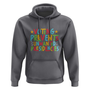 Voting Prevents Unwanted Presidencies Hoodie Colorful US Presidential Election Political 2024 Star TS11 Charcoal Print Your Wear