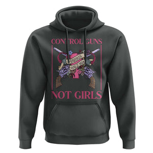 Harris Walz Feminist Hoodie Control Guns Not Girls Women's Rights Roses Uterus TS11 Dark Heather Print Your Wear