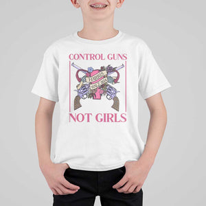 Harris Walz Feminist T Shirt For Kid Control Guns Not Girls Women's Rights Roses Uterus TS11 White Print Your Wear