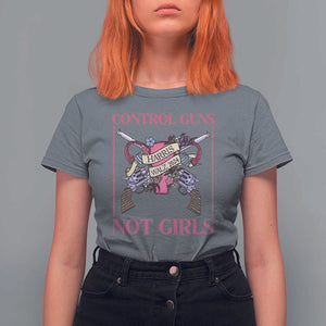 Harris Walz Feminist T Shirt For Women Control Guns Not Girls Women's Rights Roses Uterus TS11 Charcoal Print Your Wear