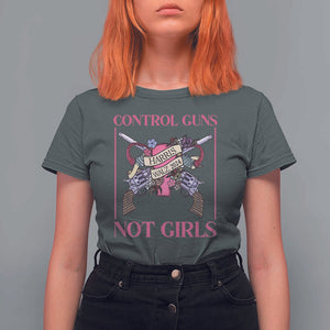 Harris Walz Feminist T Shirt For Women Control Guns Not Girls Women's Rights Roses Uterus TS11 Dark Heather Print Your Wear