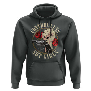 Harris Walz Feminist Hoodie Control Guns Not Girls Women's Rights Roses Hand Fist TS11 Dark Heather Print Your Wear
