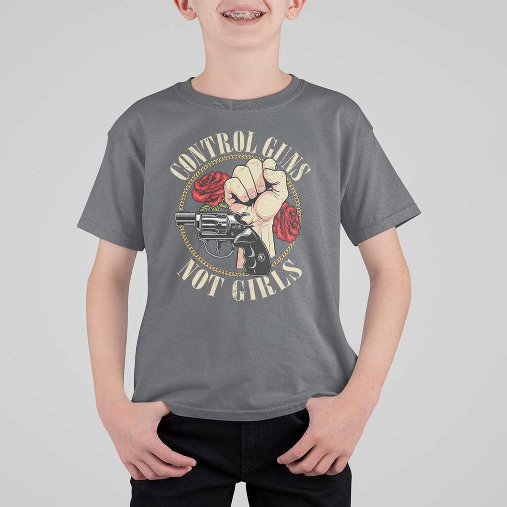 Harris Walz Feminist T Shirt For Kid Control Guns Not Girls Women's Rights Roses Hand Fist TS11 Charcoal Print Your Wear