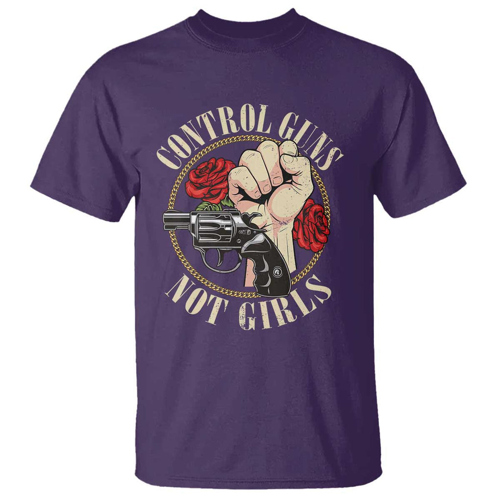 Harris Walz Feminist T Shirt Control Guns Not Girls Women's Rights Roses Hand Fist TS11 Purple Print Your Wear