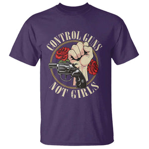 Harris Walz Feminist T Shirt Control Guns Not Girls Women's Rights Roses Hand Fist TS11 Purple Print Your Wear
