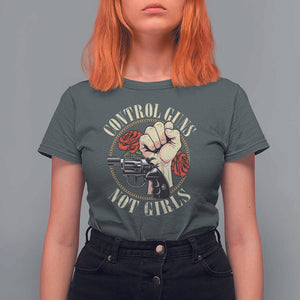 Harris Walz Feminist T Shirt For Women Control Guns Not Girls Women's Rights Roses Hand Fist TS11 Dark Heather Print Your Wear