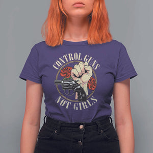 Harris Walz Feminist T Shirt For Women Control Guns Not Girls Women's Rights Roses Hand Fist TS11 Purple Print Your Wear