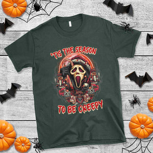 Halloween Christmas T Shirt Tis The Season To Be Creepy Ghost Horror Xmas TS11 Dark Forest Green Print Your Wear