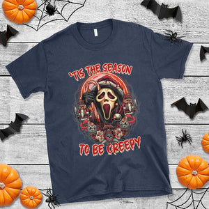 Halloween Christmas T Shirt Tis The Season To Be Creepy Ghost Horror Xmas TS11 Navy Print Your Wear