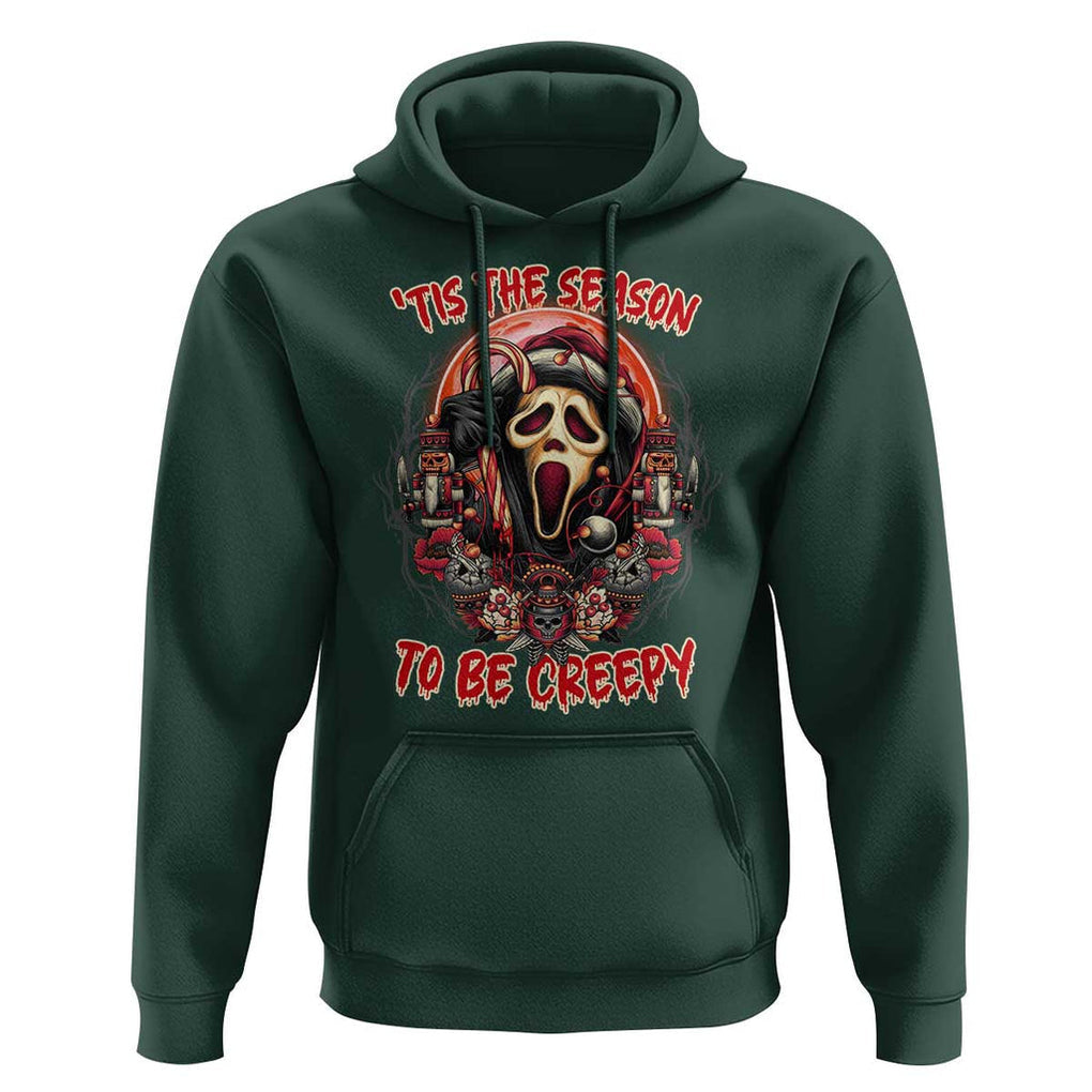 Halloween Christmas Hoodie Tis The Season To Be Creepy Ghost Horror Xmas TS11 Dark Forest Green Print Your Wear