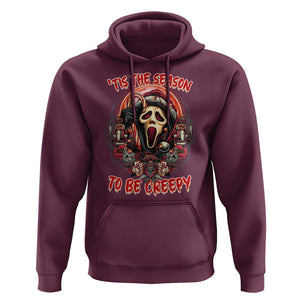 Halloween Christmas Hoodie Tis The Season To Be Creepy Ghost Horror Xmas TS11 Maroon Print Your Wear